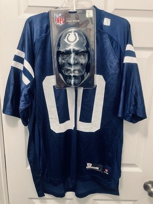 Indianapolis Colts NFL Reebok On Field Jersey #00 Large + NFL Fan Face Mask  Out