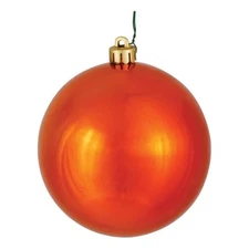 Vickerman 6" Plastic Ball Ornaments in Shiny Burnished Orange (Set of 4)