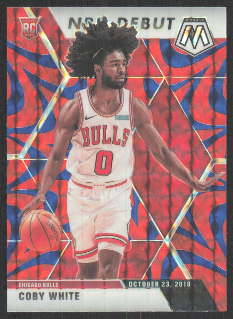2019-20 Panini Mosaic Reactive Blue NBA Debut Prizm Coby White Rookie #264
