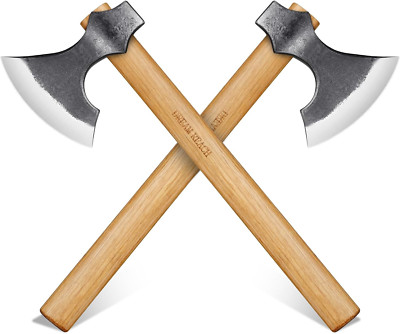 2PCS Beil Axt Set Geschmiedete Camping Axt Handbeil Outdoor Survival Viking Axt