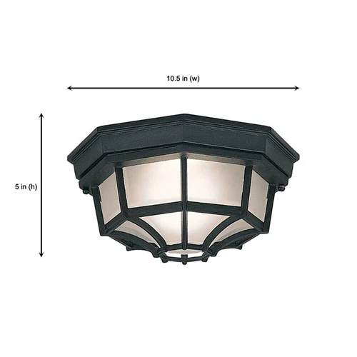 Black 10.5 Inch Flush Mount Light Fixture with Frosted Glass Ceiling Light - Picture 4 of 5