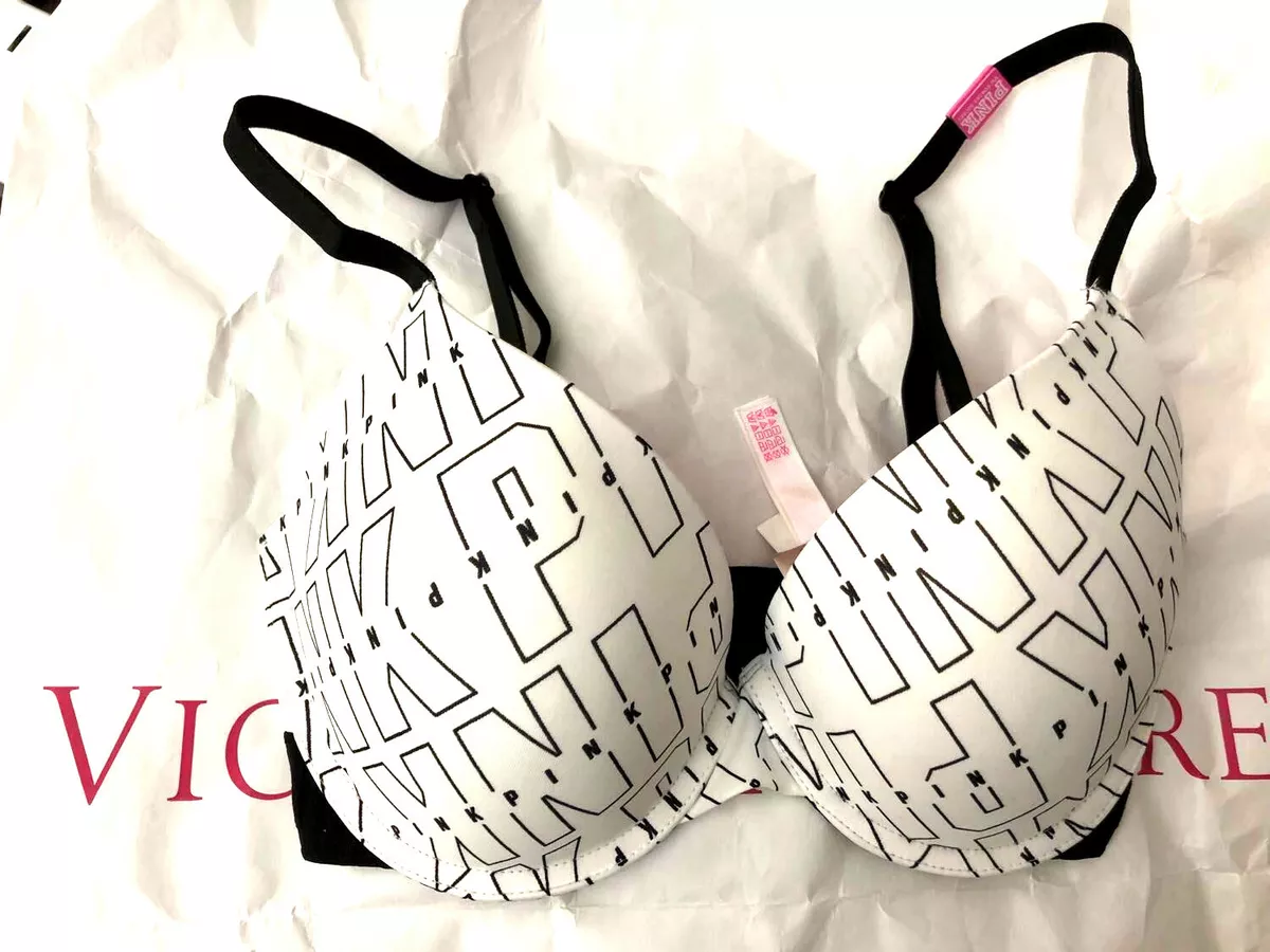 Victoria's Secret Pink Wear Everywhere Push-up Bra White with Logo