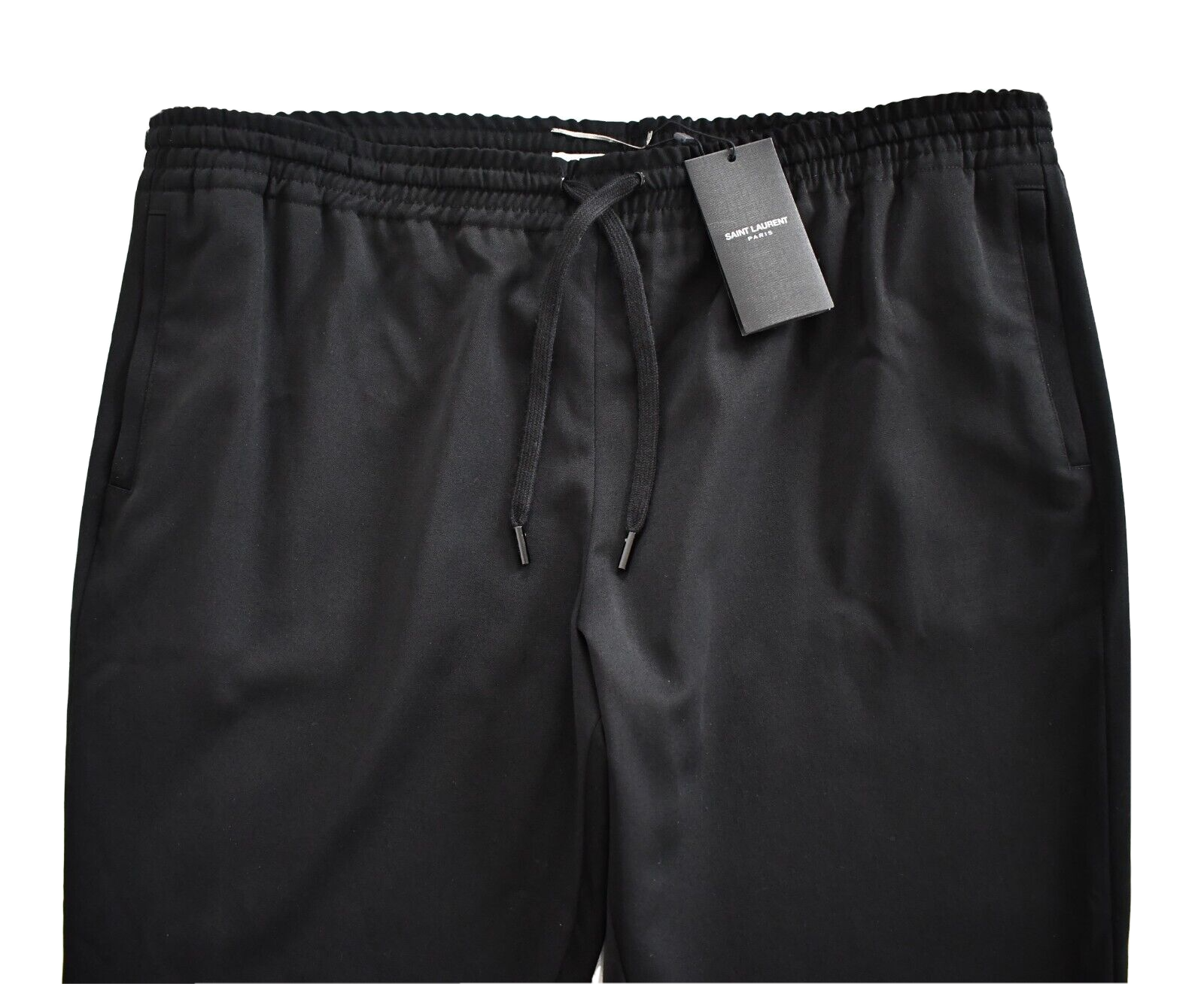 ?️$1190 Pantaloni JOGGER Uomo SAINT LAURENT Tinta Unita Nero 100% LANA Autentici EU 56 2XL