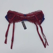 Ann Summers Womens Sexy Lace Suspender Belt Burgundy/Navy BNWT Size XL