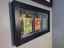 Graded Trading Card Display Case 3 PSA Slabs Sport Football Baseball Wood Frame