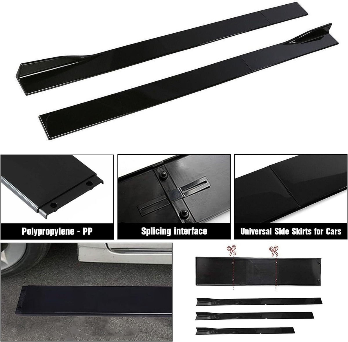 Gloss 78.7'' Side Skirt Extension Rocker Panel Splitter Lip