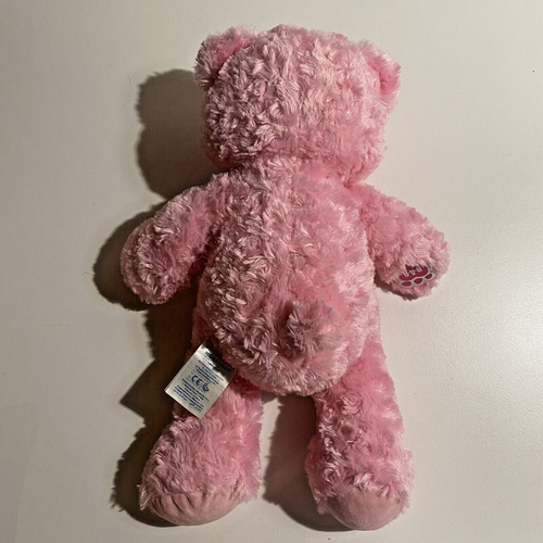 Pink Bear Stuffed Animal Pink Features Blue Button Eyes Gold Heart BAB April 16 - Picture 13 of 15