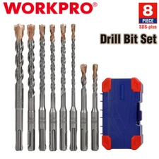 WORKPRO 8PCS SDS-plus Drill Bit Set Carbide Tip SDS Rotary Hammer Drill Bit Sets