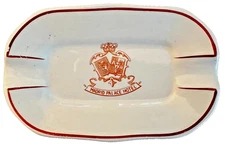 Vtg. MADRID PALACE HOTEL Glazed Ceramic Ashtray Dish Alvarez Spain w/ Lion Logo