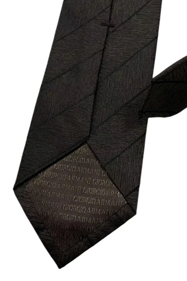 GIORGIO ARMANI Brown/Black Striped Silk LUXURY Tie ITALY - Image 4 of 4