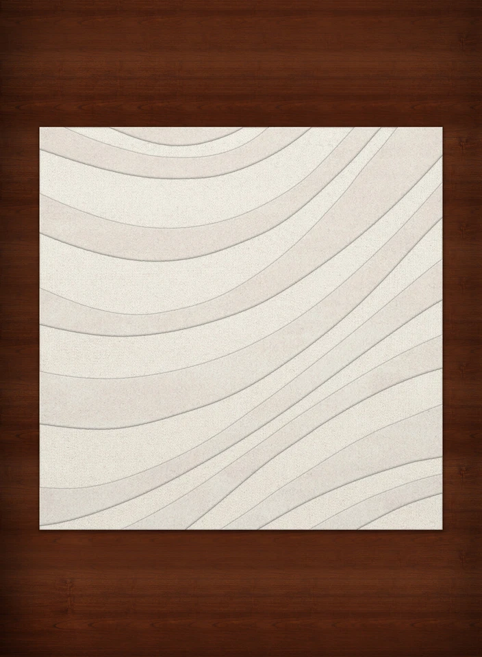 White Transitional Hand Hooked Swirls Stripes Lines Area Rug Abstract DV12 - Image 2 of 2