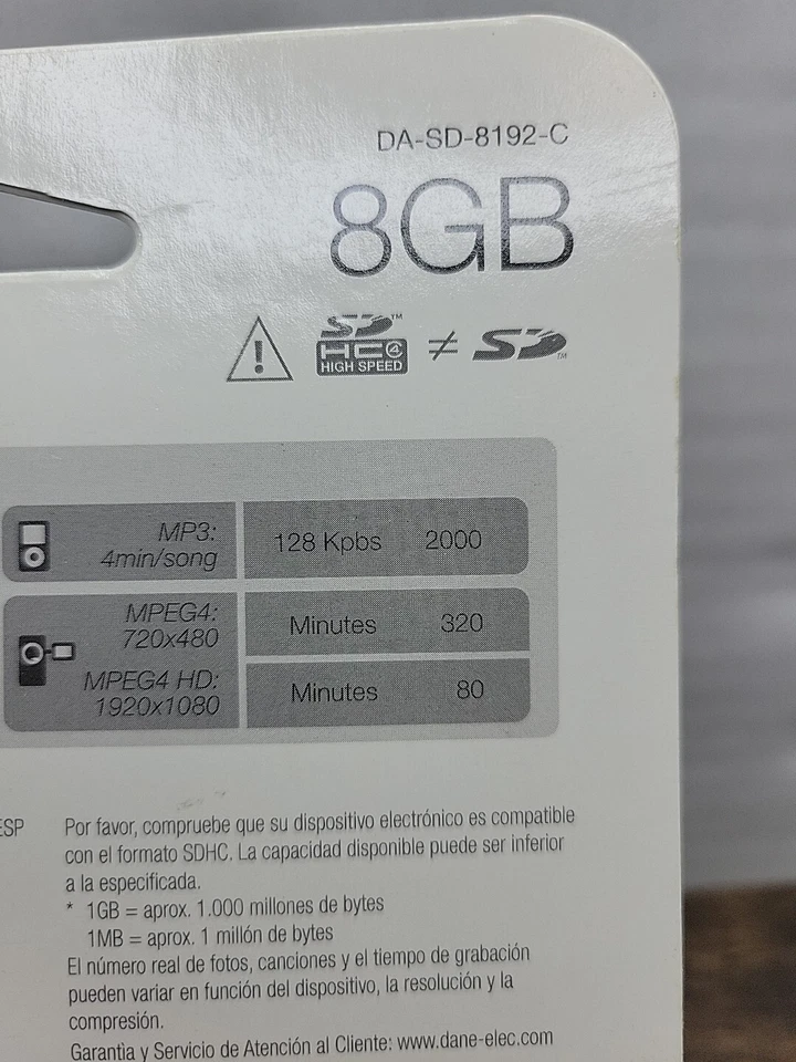 Dane-elec High Speed 8gb Memory Sd Card New  Da- Sd-8192-c T2 - Image 3 of 3