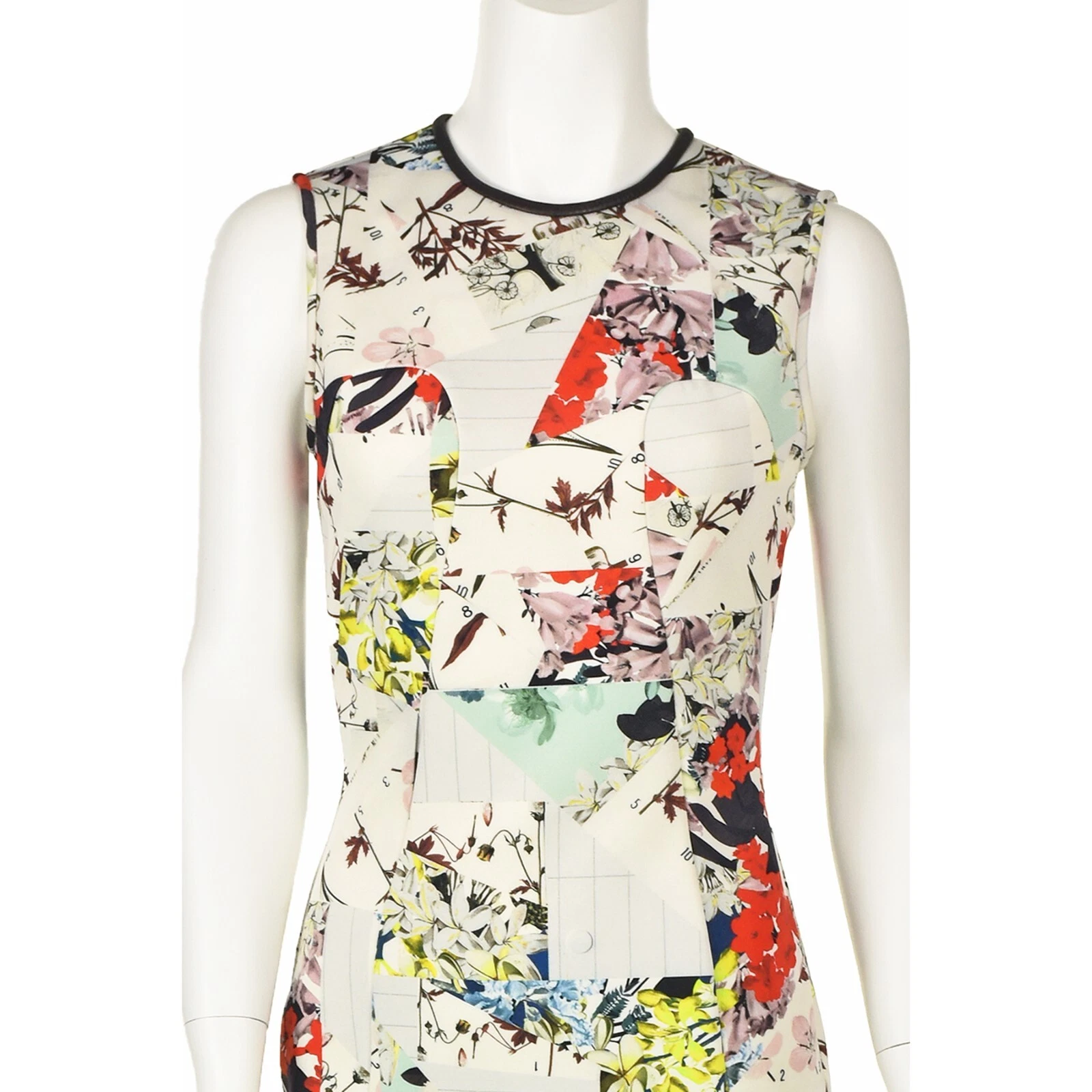 OFF WHITE Abito ERDEM ""Maura"" bianco stampa asiatica abito in guaina elastica taglia us 4