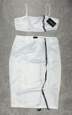 pretty little thing 2 piece dress set skirt crop too white size 18