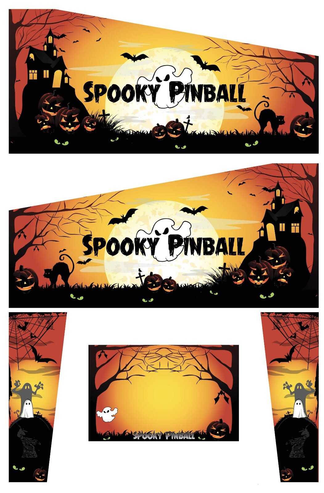 Stickers Spooky Pinball en vinyle mat pour décoration de pincab et flipper virtuel