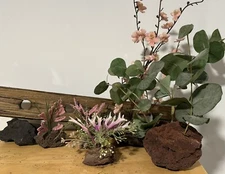 Fish Aquarium 7 Piece Set Includes Lava Rocks, Plants, Driftwood Aqua Scape R&D