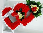 ARTIFICIAL SILK FUNERAL DOUBLE OPEN HEART WREATH TRIBUTE FLOWER MEMORIAL NAN