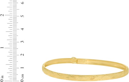 Floreo 10k Yellow Gold 4mm Chevron Satin Finish Textured Flex Bangle Bracelet - Picture 3 of 3