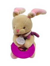 Doudou Et Compagnie Paris Plush Bunny Baby Teething Ring Teether Beige Pink Soft