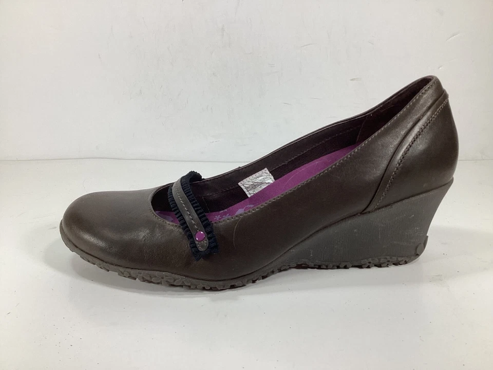 Zapatos de cuña Merrell Petunia Mary Jane cuero marrón Vibram para mujer talla 9,5” Foto 4 de 4