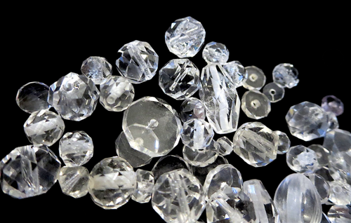 ROCK Crystal VINTAGE Beads ROUNDELS Faceted OLD Stock - Picture 4 of 5