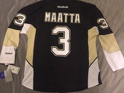 OLLI MAATTA Jersey AUTHENTIC Reebok Men's XL #3 Pittsburgh Penguins BLACK Home