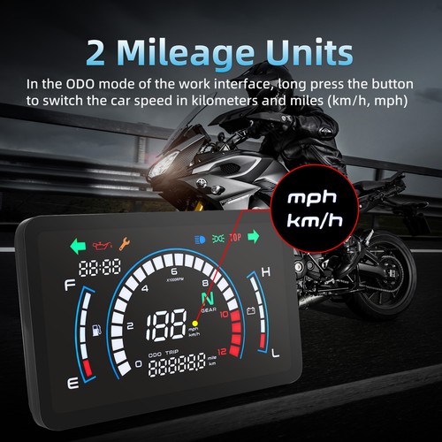 Motorcycle Speedometer LCD Odometer Digital Gauge Volt Fuel Gauge For Honda EX5 - Picture 10 of 15