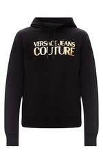 VERSACE JEANS COUTURE GOLD FOIL LOGO HOODIE-BLACK.