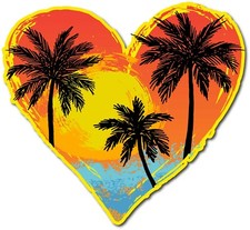 BEACH PALM TREE HEART STICKER DECAL 3M USA MADE VEHICLE WINDOW WALL CAR OCEAN