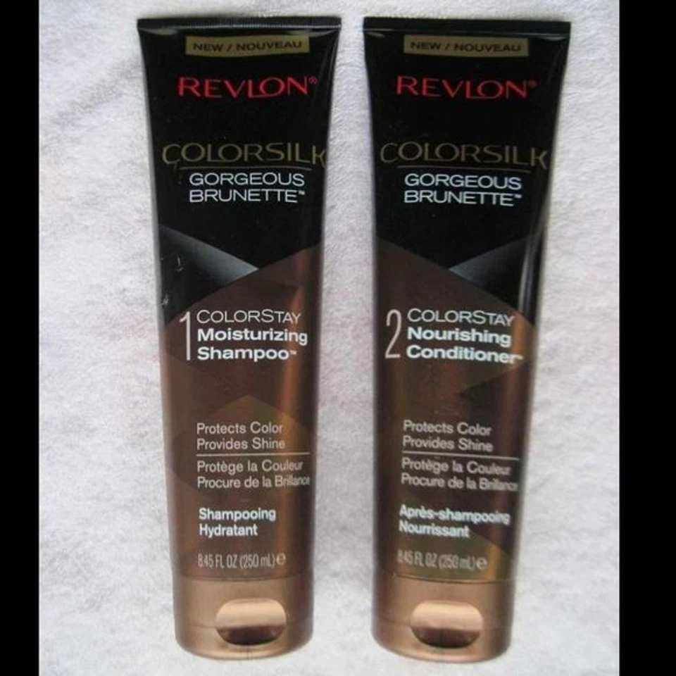 Revlon ColorSilk Brunette Shampoo Conditioner Set Shiny Brown Hair Protect Shine - Image 2 of 4