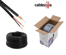 250FT RG59 Siamese Coaxial Cable 20AWG 18/2 CCTV Security Camera Bulk Wire Black