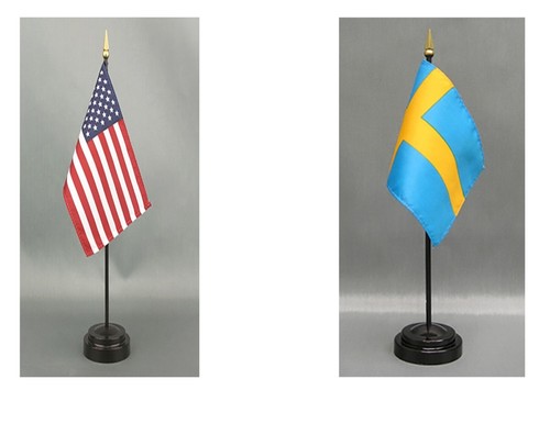 Hecho en los EE. UU.- 1 American & 1 Country Rayon 4""x6"" Bandera de escritorio de oficina y 2 soportes - Imagen 196 de 217