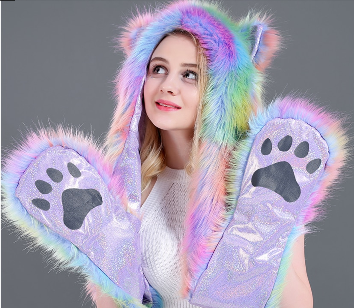 2点セット 25AW MARK&LONA Furry Cat Beanie Furry Cat Leopard Beanie