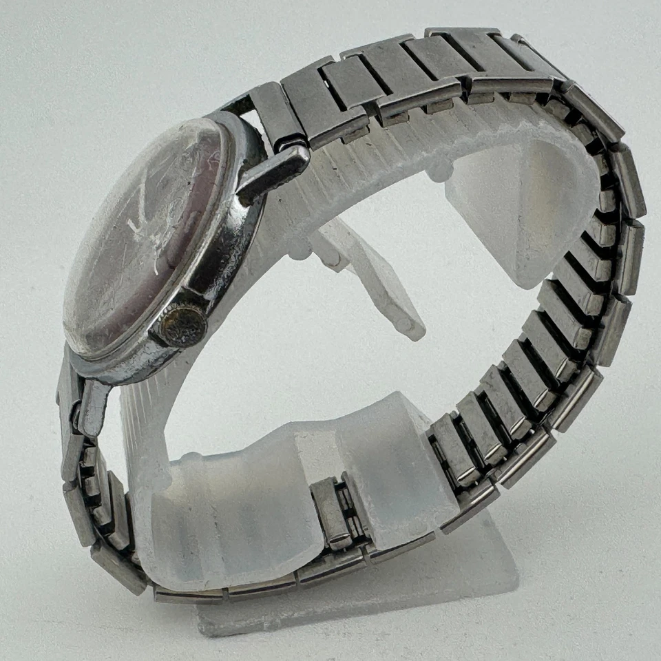 复古 Timex Mercury 手表男士银色红色手上发条机械弹力 ~ 运行和停止 — 第 4/4 张图片