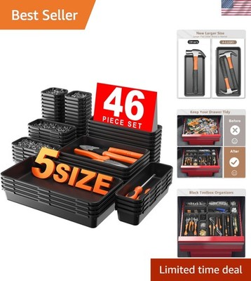 Durable Black Tool Organizer Tray with 5 Size Dividers for Efficient Storage