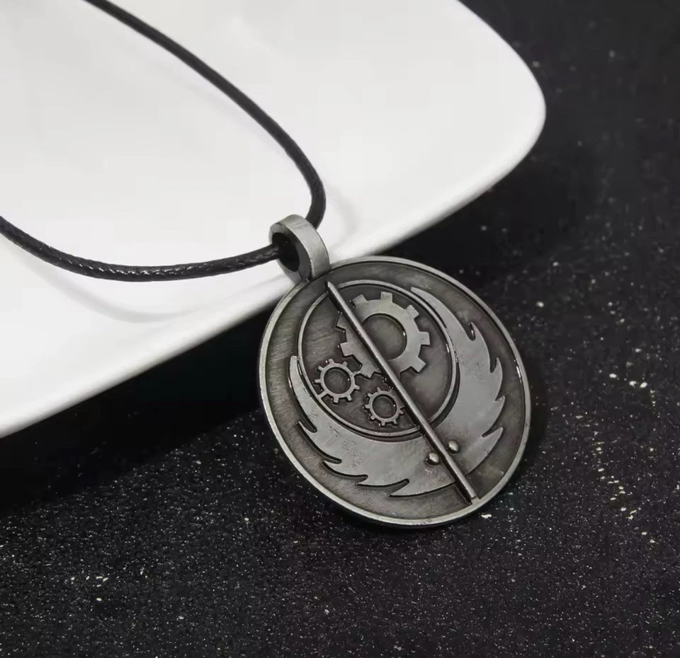 Fallout 4 New Vegas Brotherhood Of Steel Metal Logo Necklace Pendant & Rope Cord - Image 3 of 4