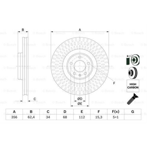 Bosch 2X Bremsscheibe Vorne Ø356 Mm BelüFtet FüR Audi A6 Allroad 4GH 4GJ 3.0-image