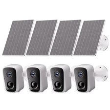 4PCS 2K 4MP Solar Security Camera Outdoor Home Surveillance PIR 2-Way Talk
