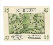Notgeld Schierke im Harz - Brockenwirtschaft Rudolph Schade - 1 Mark - o. D.
