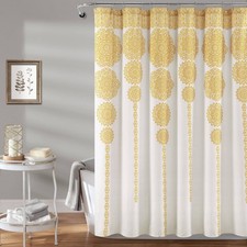 Stripe Medallion Shower Curtain Yellow - Lush Decor