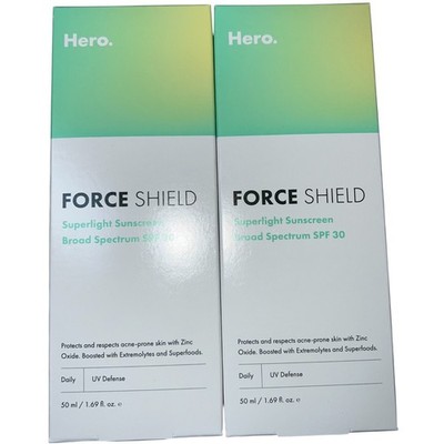 (2) Hero Force Shield Superlight SPF 30 Sunscreen 1.69 oz Exp 05/26