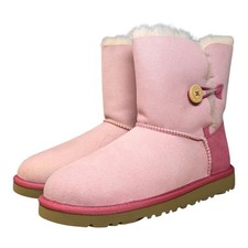 Girls' UGG Bailey Button Denim Sheepskin Suede Girls' Boots - PINK