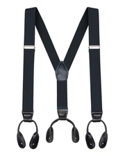Buyless Fashion Button Suspenders for Men 48" Adjustable Straps 1 1/4" Y Shape