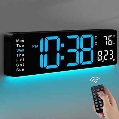 Digital Wall Clock, 16'' Large Display Digital Clock with Remote Control, Auto...