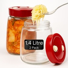 Fermentation Jars 1.4L with Airlock Lid 2 Pack for Kimchi Kombucha Sourdough