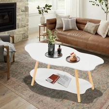 Cloud-shaped Coffee Table Double Layer Center Table for Living Room Modern