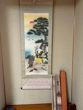 Lucky charm hanging scroll Fukuda Sosen Takasago map Good condition