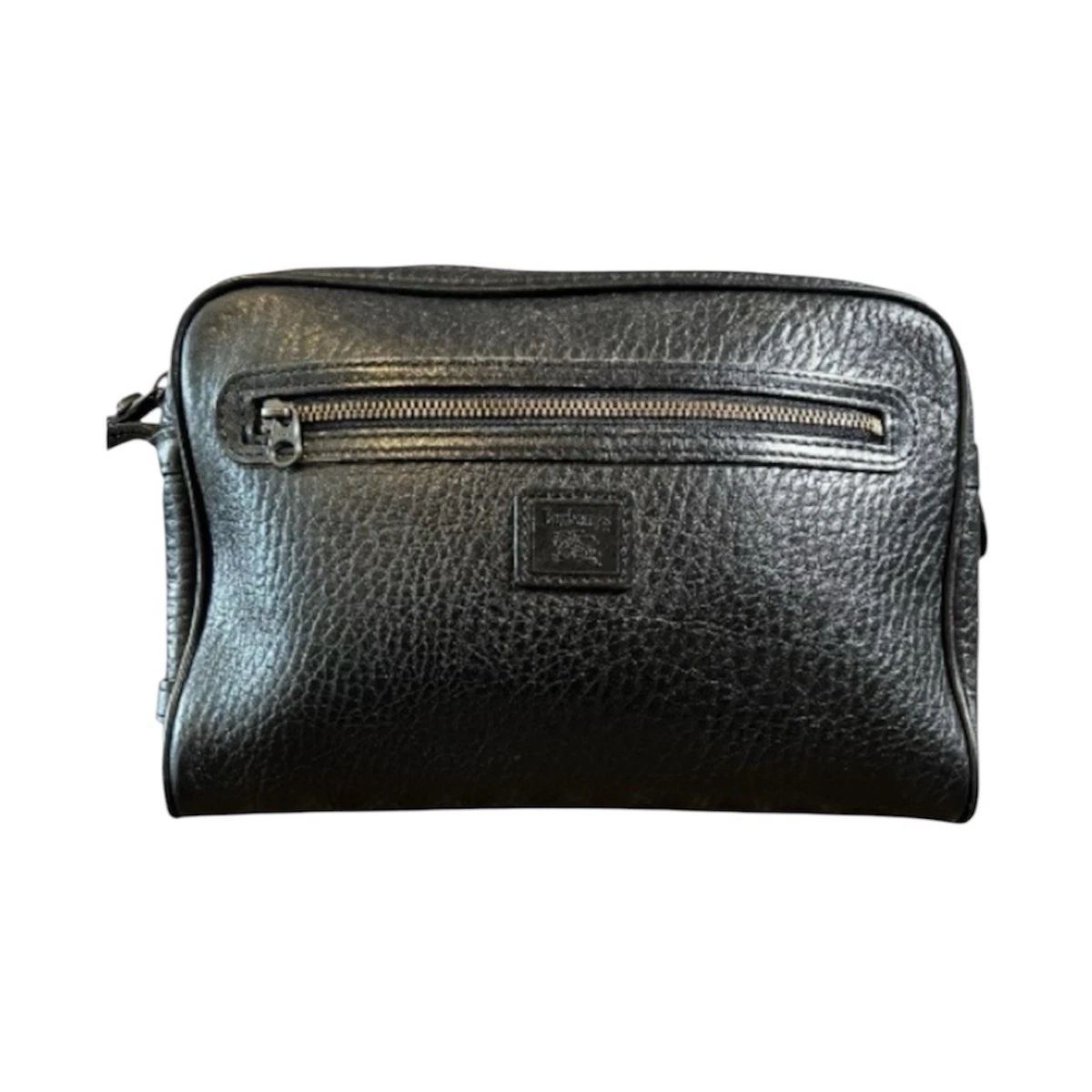 Burberry Leather Clutch Pre-Loved Dark #271674B32B Burberry pochette or clutch bag, black pebbled leather ref  main image 2