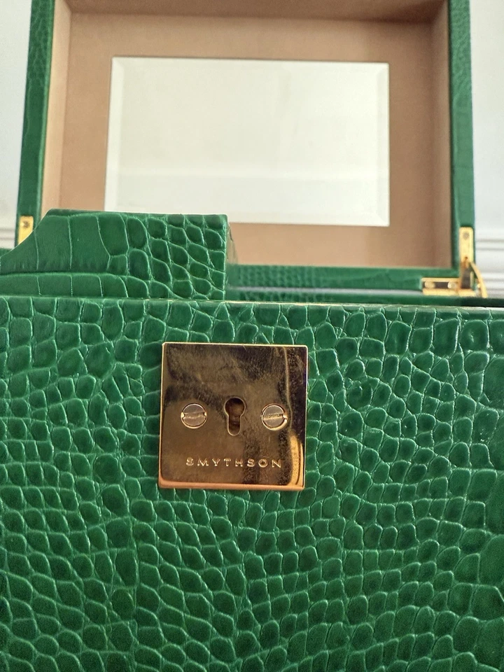 Smythson Mara Lockable Jewellery Box in Green - Image 4 of 4