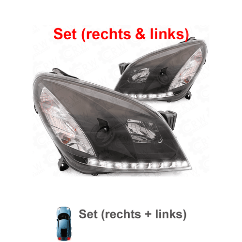 Scheinwerfersatz Set für Opel Astra H 04-10 klar/schwarz LED Dragon Lights H1+H1 - Bild 2 von 4